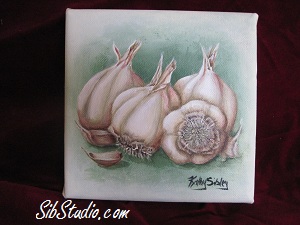SibStudio.com painting of garlic. Can be found on Etsy.com
